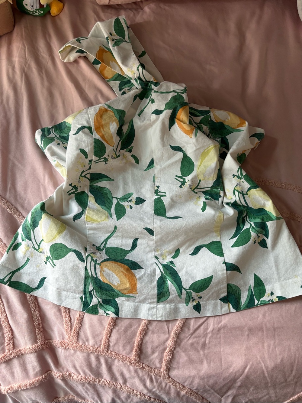 Ann Taylor White Lemon Print Strap Top